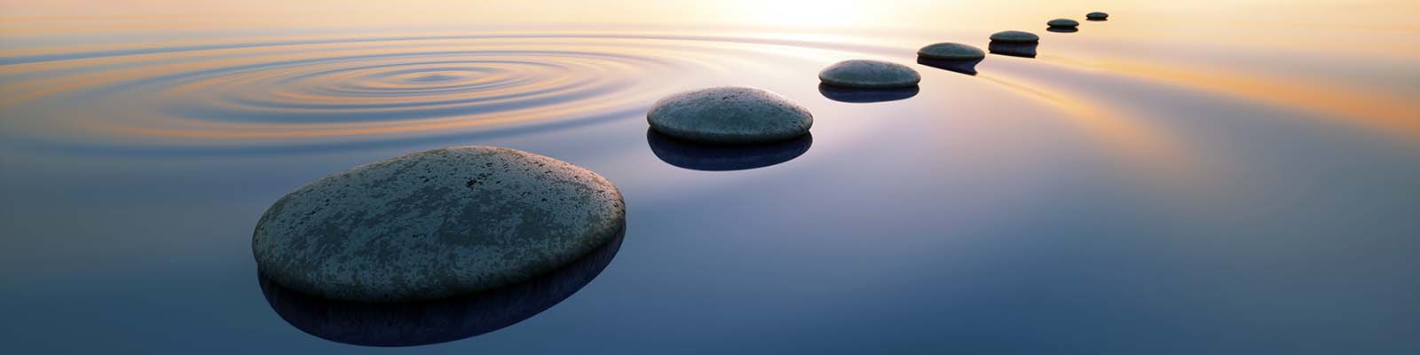 Pebbles in wide calm ocean